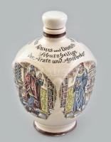 Gyógyszeres palack, porcelán, 0,7l, A Hortus Eystettensis a Basilius Besler nürnbergi patikus és botanikus által 1613-ban készített kódex nyomataival díszítve. Hibátlan, m: 19 cm
