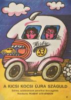 1983 Kovács Vilmos (1929-): A kicsi kocsi újra száguld, amerikai film plakát, moziplakát, hajtásnyomokkal, 80x57 cm