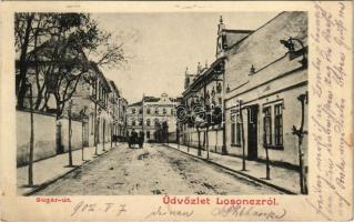 1902 Losonc, Lucenec; Sugár út, Városi vigadó és szálló, üzlet / street view, hotel, shop (EK)