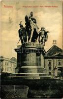 1909 Pozsony, Pressburg, Bratislava; Mária Terézia szobor, Magyar Király szálló. W.L. Bp. 631. Josef Skoda kiadása / statue, monument, hotel (EB)