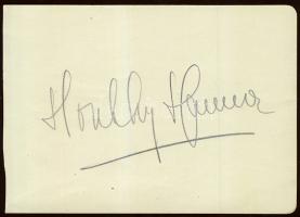 Honthy Hanna művésznő aláírása papírlapon