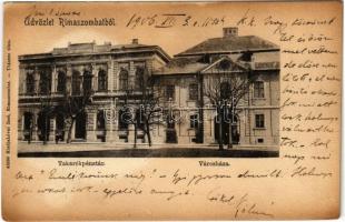 1906 Rimaszombat, Rimavská Sobota; Takarékpénztár, Városháza. Lévai Izsó kiadása / savings bank, town hall (fl)