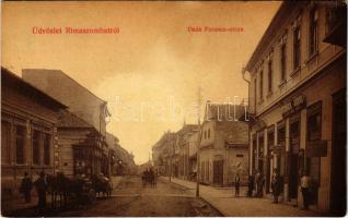 1907 Rimaszombat, Rimavská Sobota; Deák Ferenc utca, Nyerges János, Derekas János üzlete. W.L. 584. / street view, shops (fl)
