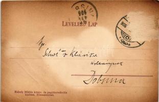 1906 Rimaszombat, Rimavská Sobota; Tompa szobor és a Kir. Törvényszék. Rábely Miklós kiadása / statu...