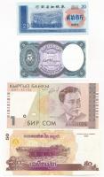 4db klf bankjegy klf országokból (Kirgizisztán, Kína, Kambodzsa, Egyiptom), közte Kirgizisztán 1999. 1S T:I 4pcs of diff banknotes from diff countries (Kyrgyzystan, China, Cambodia, Egypt), with Kyrgyzystan 1999. 1 Som C:UNC