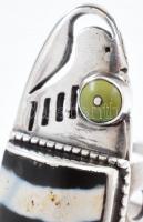 Ezüst(Ag) dizájner gyűrű, jelzés nélkül, méret: 57, bruttó: 24,4 g