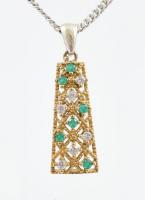 Ezüst(Ag) nyaklánc köves medállal, jelzett, h: 44 cm, bruttó: 6,7 g