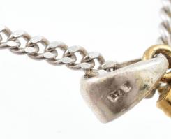 Ezüst(Ag) nyaklánc köves medállal, jelzett, h: 44 cm, bruttó: 6,7 g