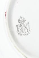 Wilhelmsbur népi fajansz tányér, kopásokkal, jelzett d: 23 cm