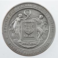 1986. A magyar szabadságharc hőseinek emlékére - Dicsőség a legyőzöttnek - Numismatica Hungarica / Az 1956-os magyar népfelkelés, szabadságharc és forradalom történelmi mozzanatai kétoldalas ezüstözött Br emlékérem eredeti tokjában (38mm) T:1- kopott ezüstözés