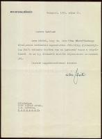 1944 Rátz Jenő miniszterelnök-helyettes, volt honvédelmi miniszter aláírása kérelmi levélen