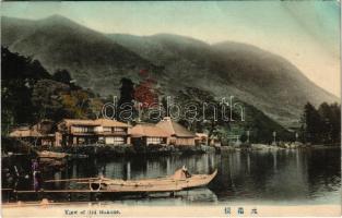 Hakone, View of Old Hakone, fisherman