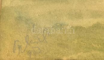 Papp László (1922-): Táj. Akvarell, papír, jelzett, üvegezett fa keretben, 39x29 cm