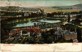 1905 Pisárky, Schreibwald (Brno, Brünn); Blick von der Juranshöhe / general view with villas (fa)