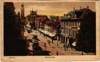 1924 Krefeld, Crefeld; Rheinstraße / street view, trams (cut)