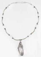 Ezüst(Ag) nyakék hegyikristállyal, jelzett, h: 42 cm, bruttó: 60,94 g