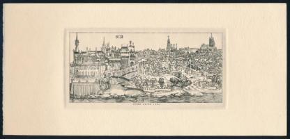 Jelzés nélkül: Buda anno 1493. Rézkarc, papír, 12x6 cm