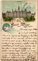 1897 (Vorläufer!) Wien, Vienna, Bécs; Rathaus / town hall. Lith & Verlag v. Henri Schlumpf. Art Nouveau, litho (Rb)
