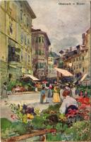 1915 Bolzano, Bozen (Südtirol); Obstmarkt / fruit market + K.u.K. Militärzensur BOZEN (small tear)