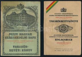 cca 1930-1945 3 db takarékbetétkönyv (Budapest Székesfővárosi Községi Takarékpénztár Rt., Pesti Magyar Kereskedelmi Bank), vegyes állapotban