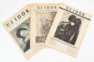 1945 Új Idők folyóirat 3 db száma: LI. évf. 10., 13. 14. sz. Szerk.: Fodor József, Lyka Károly (főmunkatárs: Kassák Lajos). Fekete-fehér képekkel illusztrálva. Vegyes állapotban.