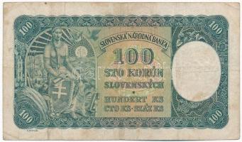 Szlovákia 1940. 100K "D 12 718969" T:III 
Slovakia 1940. 100 Korun "D 12 718969"...