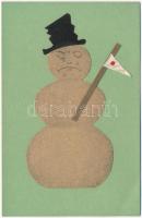 Rátétes művészlap hóemberrel / snowman (ázott sarok / wet corner)