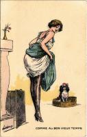 Comme au bon vieux temps. Trajane Les Frileuses Série No. 7. / Francia erotikus művészlap / French erotic art postcard