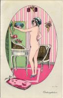 Contemplation. B.M. Paris 505. / Francia erotikus művészlap / French erotic art postcard s: Xavier Sager