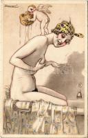 Olasz erotikus művészlap / Italian erotic art postcard. G.R.C. No. 102-1. s: A. Mauzan
