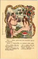 Eve - Adam, prete-moi ton mouchoir que je me mouche... Rire / Francia erotikus művészlap / French erotic art postcard - modern reprint