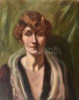 Humayer Oszkár (?-?): Fiatal hölgy portréja, 1910-es évek. Olaj, karton, jelzett, kissé sérült. 55x45cm