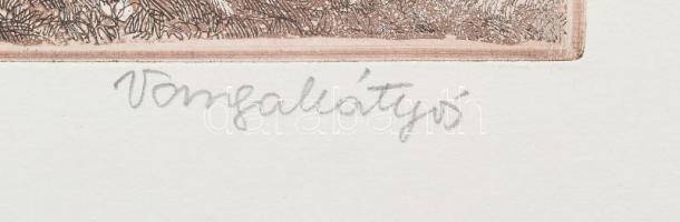 Varga Mátyás (1910-2002): Öreg híd. Rézkarc, papír, jelzett, számozott (7/100), 19,5×34,5cm