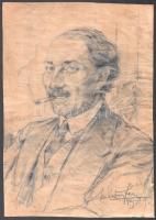 Márton Ferenc (1884-1940): Szivarozó férfi portréja, 1915. Ceruza, papír, jelzett, 31×22cm