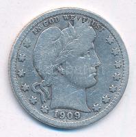 Amerikai Egyesült Államok 1909. 1/4$ Ag Barber T:2-,3 kis karc USA 1909. 1/4 Dollar Ag Barber C:VF,F small scratch Krause KM#114