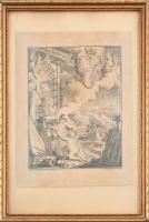 Johann Ernst Mansfeld(t) (1739-1796), Franciscus (Franz) Mayer után: Jelenet, 1758. Rézmetszet, papír, jelzett a metszeten. Üvegezett fakeretben, 19,5×15,5 cm