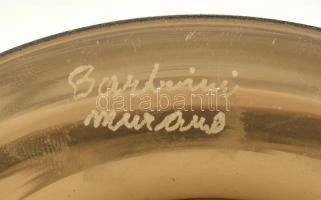 Barbini jelzéssel barnás üveg kínáló, kopásnyomokkal, d: 31 cm