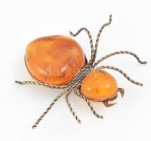 Aranyozott fém pók bross, kopásnyomokkal, jelzett, 5x6cm