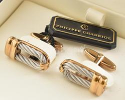 Philippe Charriol Paris, mandzsettagomb, eredeti dobozában, kopásokkal, jelzett. Tanúsítvánnyal