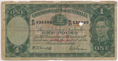 Ausztrália 1941-1948. 1P H21 536590 T:III- ly. Australia 1941-1948. 1 Pound H21 536590 C:VG hole Krause P#26