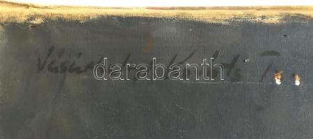 Vásárhelyi Kováts Tibor (1924-1997): Hölgy virággal. Olaj, vászon. Javított, sérült. 80x60 cm