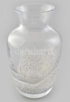 Muránói buborékos üveg váza, jelzett, kis kopásnyomokkal, m: 18,5 cm