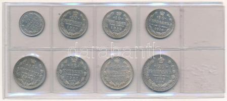 Orosz Birodalom 1909-1916. 5k-20k Ag (8xklf) T:2,2- Russian Empire 1909-1916. 5 Kopecks - 20 Kopecks Ag (8xdiff) C:XF,VF