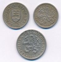 Csehszlovákia 1922. 1K Cu-Ni + 1933. 25h Cu-Ni + Szlovákia 1942. 1K Cu-Ni T:2,2-
Czechoslovakia 192...