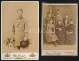 cca 1890-1900 3 db keményhátú fotó különböző műtermekből (Strelisky, Gerber S. Budapest, Décsey és Istvánffy Nagykanizsa), 15x8 cm és 18x11,5 cm között