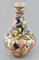 cca 1890 Fischer Ignác váza, kézzel festett keménycserép, jelzett (Fischer J. Budapest), apró kopásnyomokkal, m:24 cm