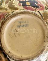 cca 1890 Fischer Ignác váza, kézzel festett keménycserép, jelzett (Fischer J. Budapest), apró kopásn...