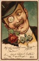 1900 Gentleman with rose. litho (fl)