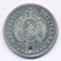 Bolívia 1874. 20c Ag T:2-,3 ly.
Bolivia 1874. 20 Centavos Ag C:VF,F holed
Krause KM#159.1