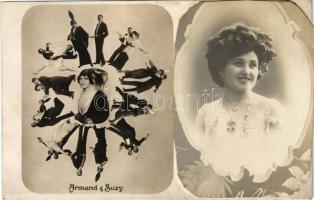 Armand & Suzy. Circus artists. photos glued on postcard